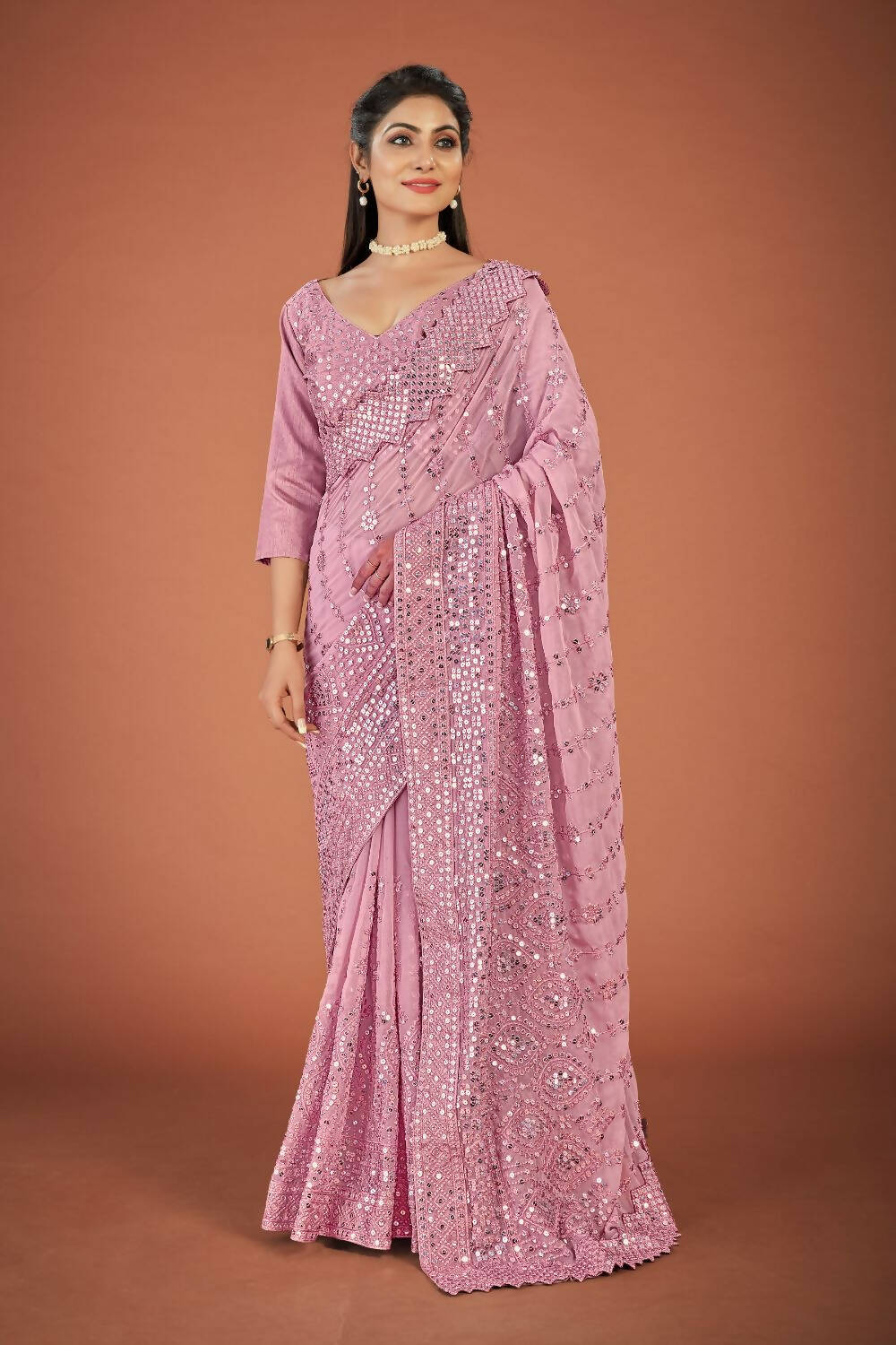 Vamsee Onoin Georgette Designer Saree - Swadesiicart
