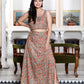 Miravan Women's Brown Floral Printed Crop Top And Skirt Co-Ord Set - Swadesiicart