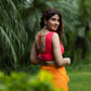 Amodini Designer Studio Women's Coral Chinon Lehriya Sleeveless Blouse