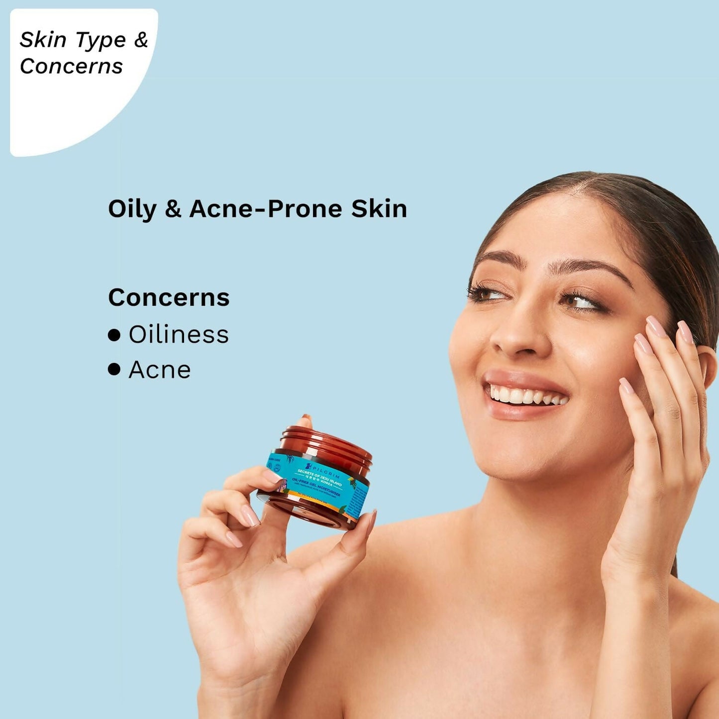 Pilgrim Korean Oil Free Gel Moisturizer with Hyaluronic Acid & Willow Bark Extracts, For Oily & Acne-Prone Skin - Korean Skin Care - Swadesiicart