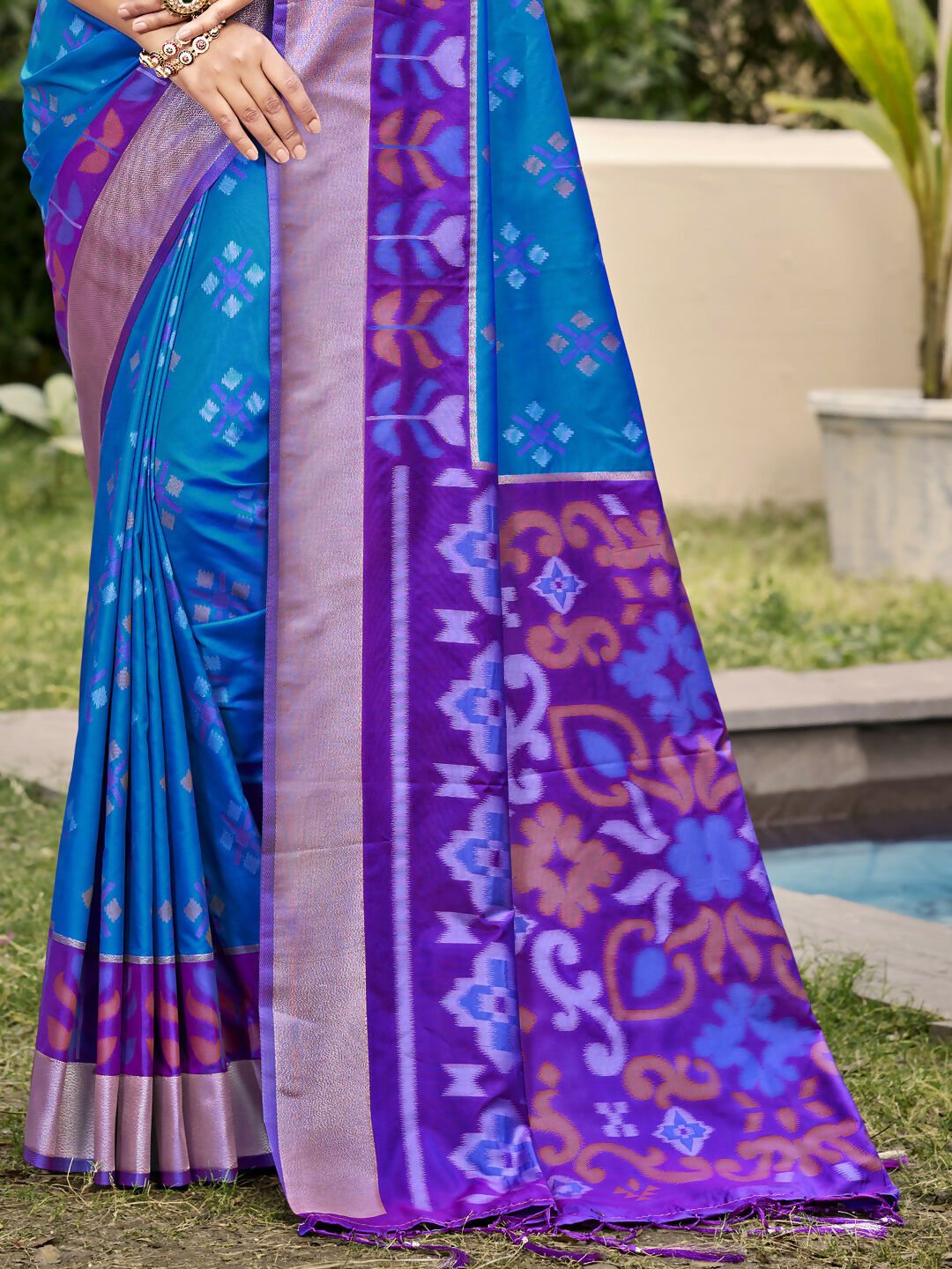 Shree Shyam Fashion Pochampalli Silk Blue Saree