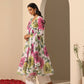 Pomcha Jaipur White Gul Gulistan Anarkali Set | Swadesiicart