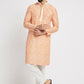 Ethnic India Orange Men's Kurta Ethnic Motifs Polyester | Swadesiicart