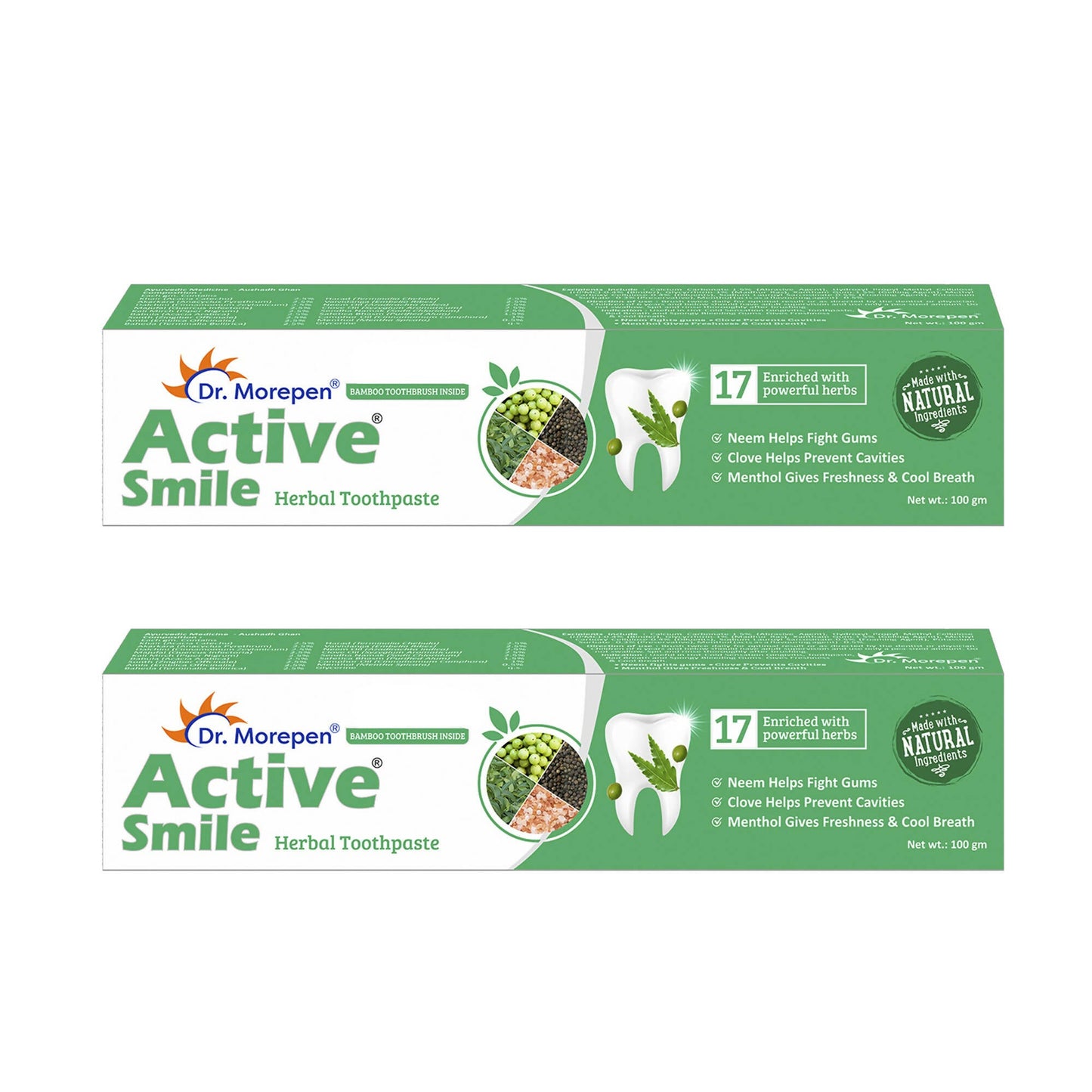 Dr. Morepen Active Smile Herbal Toothpaste with Neem, Clove & Menthol - Swadesiicart