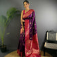 Joban Fashion Banarasi Purple Woven Butti Soft Silk Saree | Swadesiicart