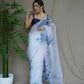 Vamsee Mudra White Organza Saree - Swadesiicart