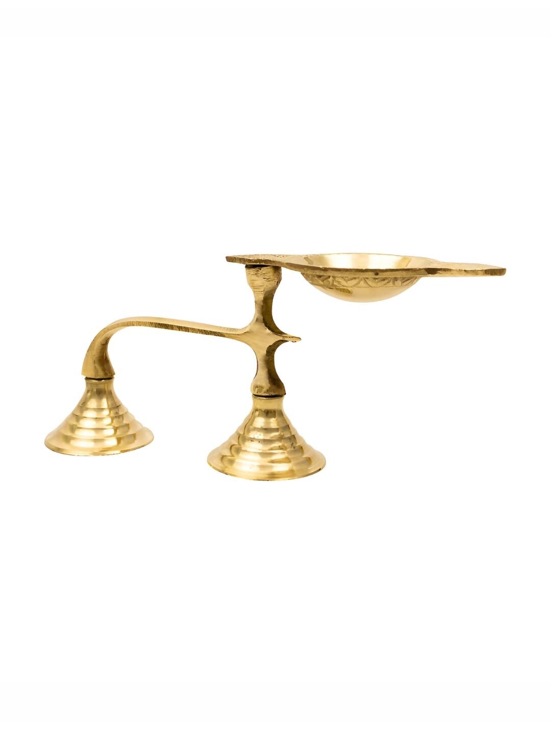 Spillbox Gold-Toned Brass Face Diya Pooja Essential | Swadesiicart