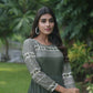 Jyoti Fashion Women's Mehendi Sequins Zari Embroidered Faux Georgette Anarkali Dress | Swadesiicart