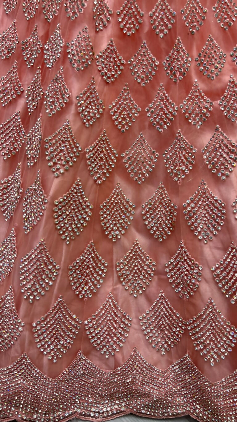 Jyoti Fashion Women's Pink Bridal Net Fancy Dori & Multi Thread Embroidered with Zircon Diamond Work Wedding Lehenga Choli | Swadesiicart