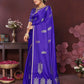 Joban Fashion Deep blue Floral Motifs Banarasi Silk Sarees | Swadesiicart