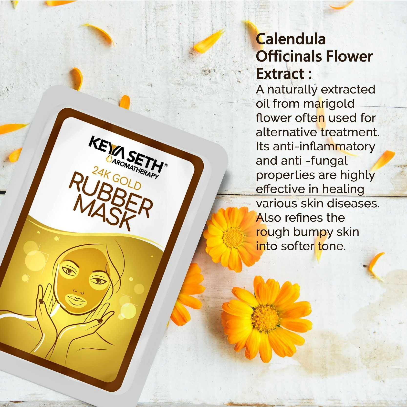 Keya Seth Aromatherapy 24k Gold Rubber Facial Mask - Swadesiicart