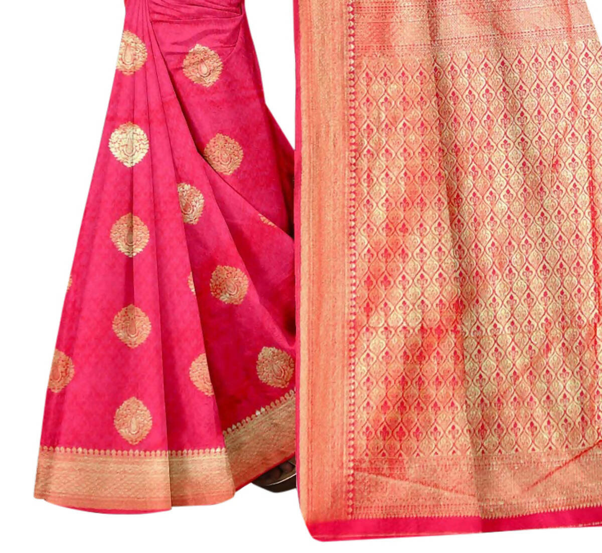 Vamika Weaving Banarasi Jacquard Pink Saree | Swadesiicart