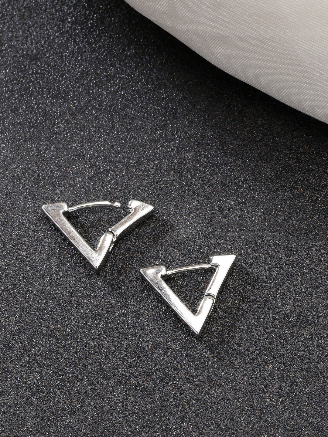 NVR Men's Silver-Plated Geometric Shape Stainless Steel Studs Earring - NR Retail-NVR
