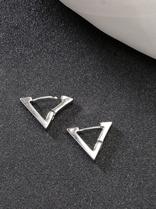 NVR Men's Silver-Plated Geometric Shape Stainless Steel Studs Earring - NR Retail-NVR