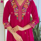 The52 Rani Women's Beautiful Embroidered Work Vichitra Silk Fabric Straight Kurta Pant and Dupatta Set - Swadesiicart