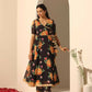 Pomcha Jaipur Black Gul Narangi Angrakha Set | Swadesiicart