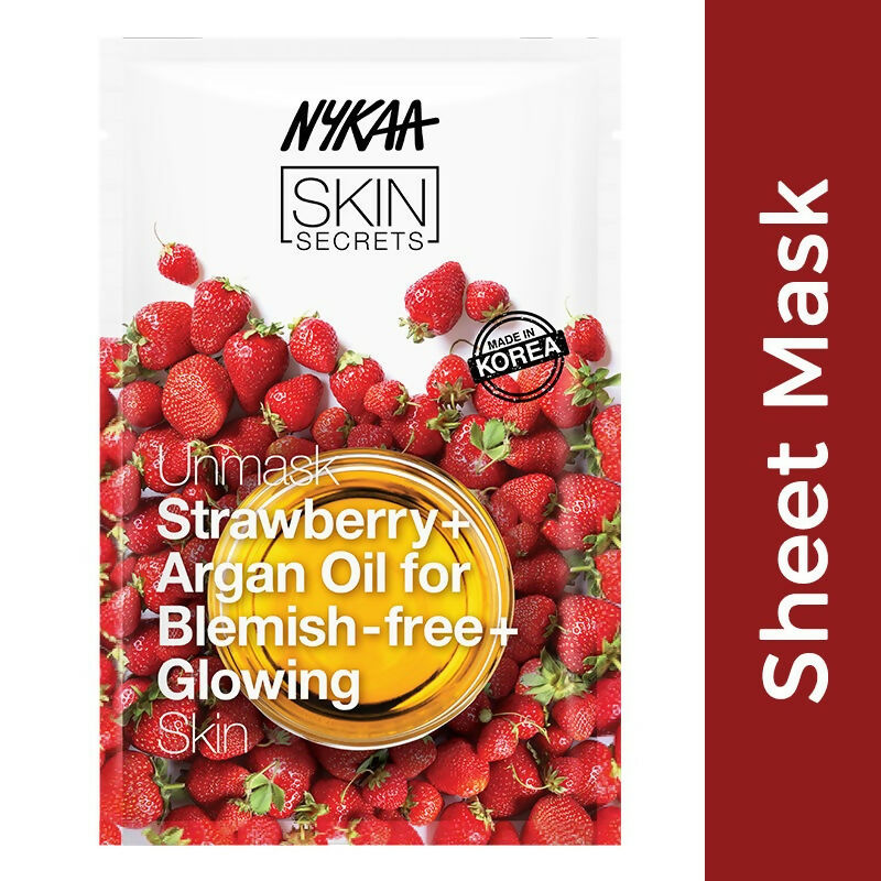 Nykaa Skin Secrets Exotic Indulgence Strawberry + Argan Oil Sheet Mask For Blemish - Free Skin - Swadesiicart