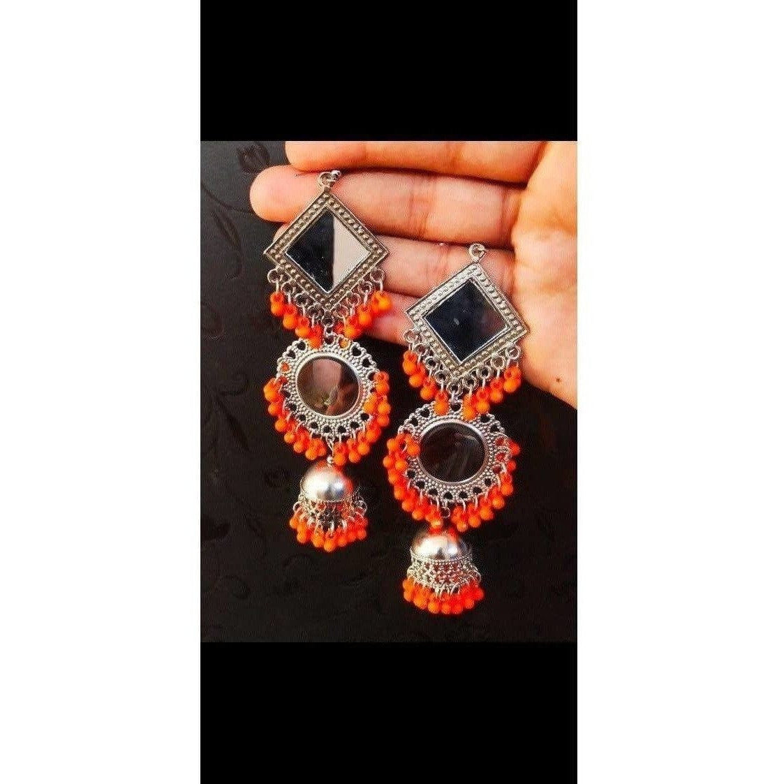 MS Fashion India Muskan Fancy Oxidized Mirror Jhumki Earrings | Swadesiicart