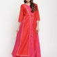 Ahalyaa Women Dark Pink Crepe Khari Print Dress | Swadesiicart