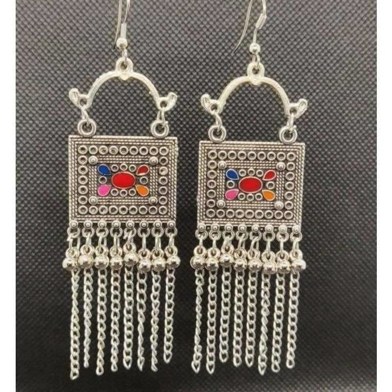 MS Fashion India Party Wear Square Earrings Hanging Chains | Swadesiicart