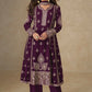 Anaita Dark Purple Chinon Silk Stitched Suit with Embroidery & Sequence Work