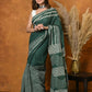 Very Much Indian Handblock Printed Cotton Saree With Natural Dyes - Leaf Green | Swadesiicart