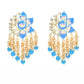 Mominos Fashion Johar Kamal Gold-Polished Kundan Sky Blue Meenakari Earrings - Mominos Fashion