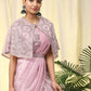 Light Lavendar Satin Solid Ready to wear Saree with stitched Blouse - Vanita | Swadesiicart
