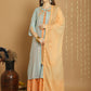 Jyoti Fashion Women's Turquoise Chanderi Silk Elegant Jardoshi Kurta with Trouser & Dupatta | Swadesiicart