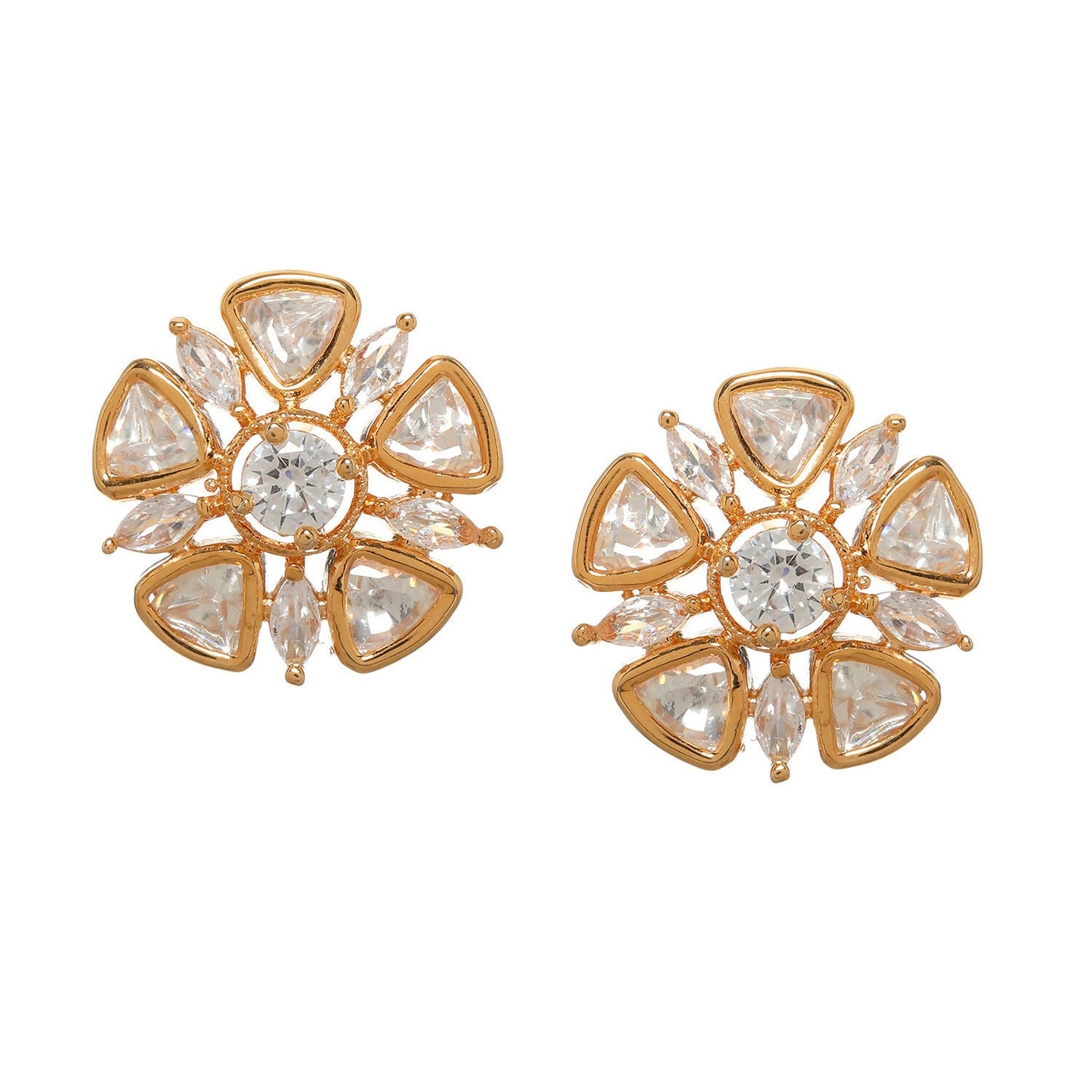 Round Kundan Studs (Gold) - Ruby Raang - Swadesiicart
