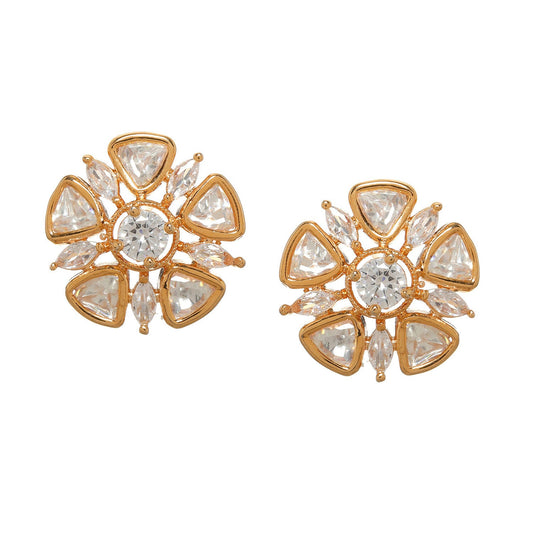 Round Kundan Studs (Gold) - Ruby Raang - Swadesiicart