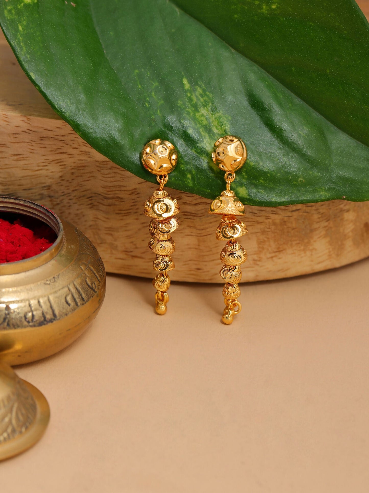 Ruby Raang Traditional Gold Earrings | Swadesiicart