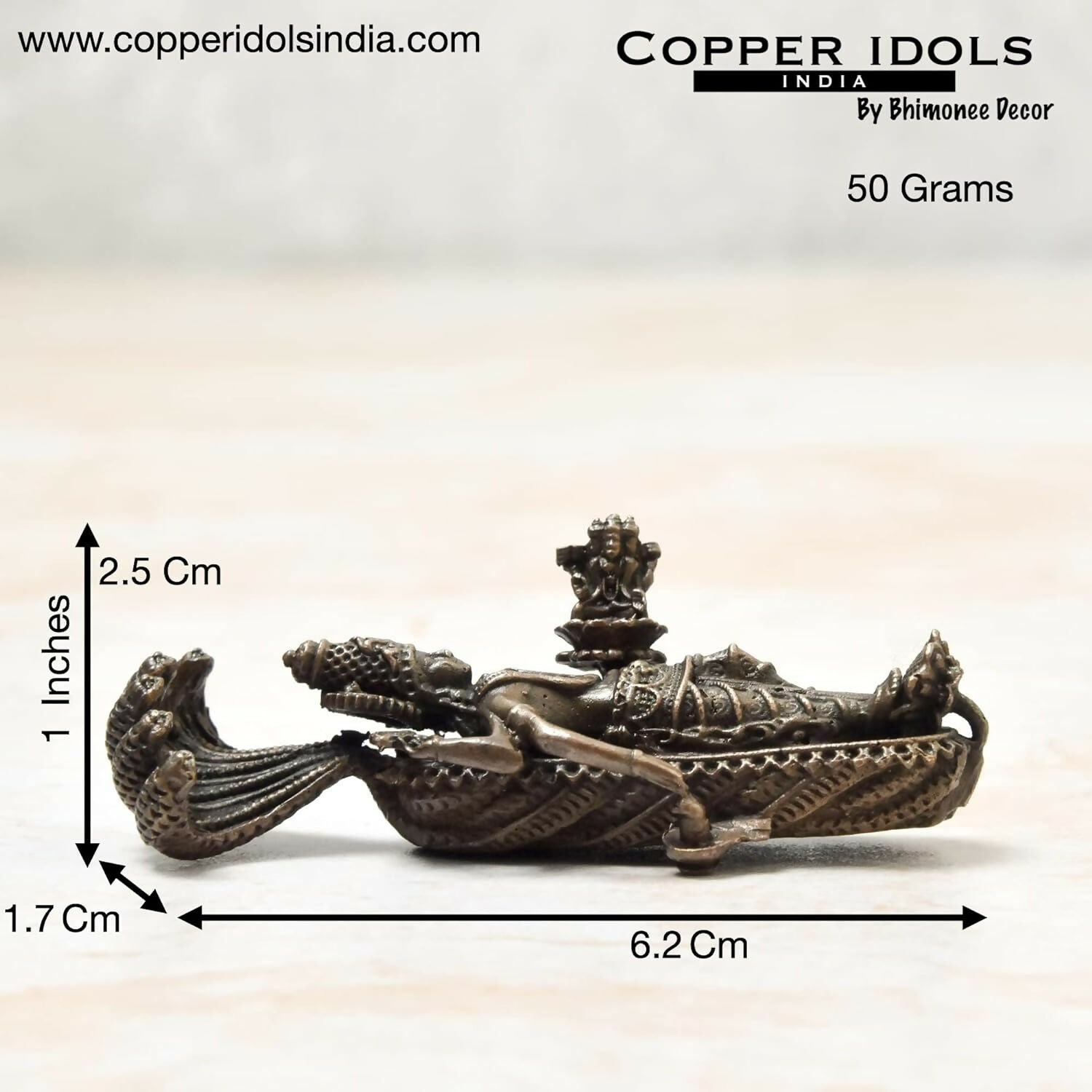 Copper Idols India - By Bhimonee Decor Handmade Ranganatha Swamy Idol - Swadesiicart