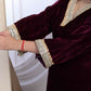 Miravan Women's Wine Embroidered Velvet Co-ord Set - Swadesiicart