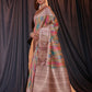 Vishnu Weaves Women's Pink Tussar Silk Zari Woven Saree with Blouse - Swadesiicart