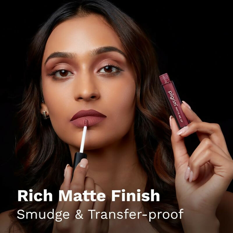 Pilgrim Liquid Matte Lipstick with Hyaluronic Acid - Flirty Rose - Swadesiicart