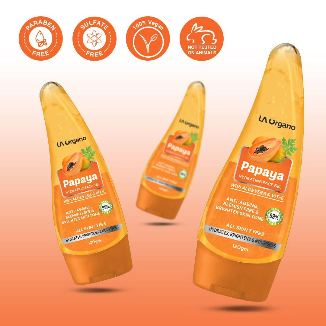 LA Organo Papaya Hydrating Face Gel with Alovera & Vit-E | Swadesiicart