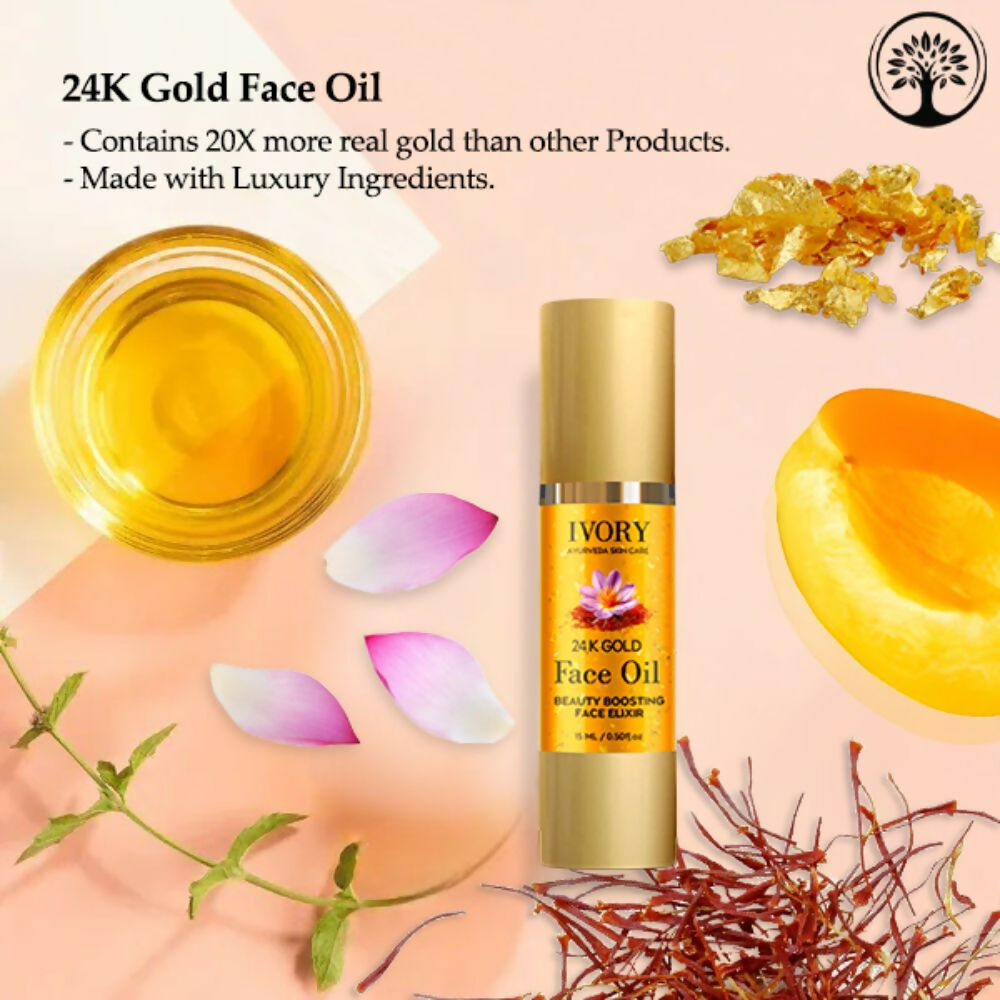 Ivory Natural 24K Gold Face Polish Oil For Luxurious Exfoliating And Rejuvenating Skincare | Swadesiicart