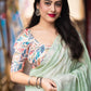 Green Poly Crepe Ethnic Motifs Saree with Unstitched Blouse - Hiral Fashion | Swadesiicart