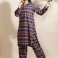 Breathables Women'S Blue Cotton Abstract Print Loungewear Co-Ord Set – Long Kurta & Pants