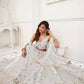 Aastha Fashion Off White Butterfly Net Tone To Tone Thread Work And Sandwich Sequence Work Embroidery Wedding Wear Lehenga Choli