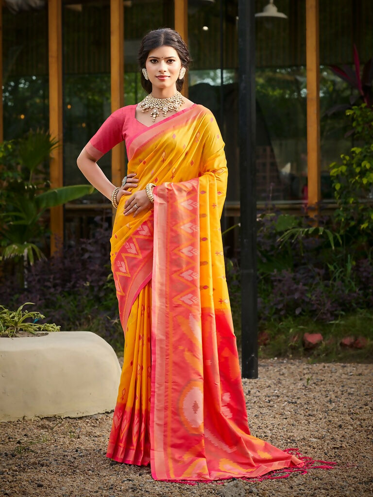Shree Shyam Fashion Yellow Soft Silk Saree