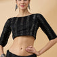 Black Satin Solid Sequence Work Saree with Stitched Blouse - Dharavi