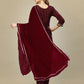Jyoti Fashion Women's Maroon Silk Blend Embroidery & Sequence work Kurta with Trouser & Dupatta | Swadesiicart