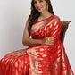 Astita Banarasi Silk Red Saree | Swadesiicart
