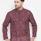Even Apparels Maroon Pure Cotton Men's Kurta With Slit Neckline | Swadesiicart