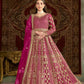 Anaita Rani Pink Embroidered Net Stitched Anarkali Suit