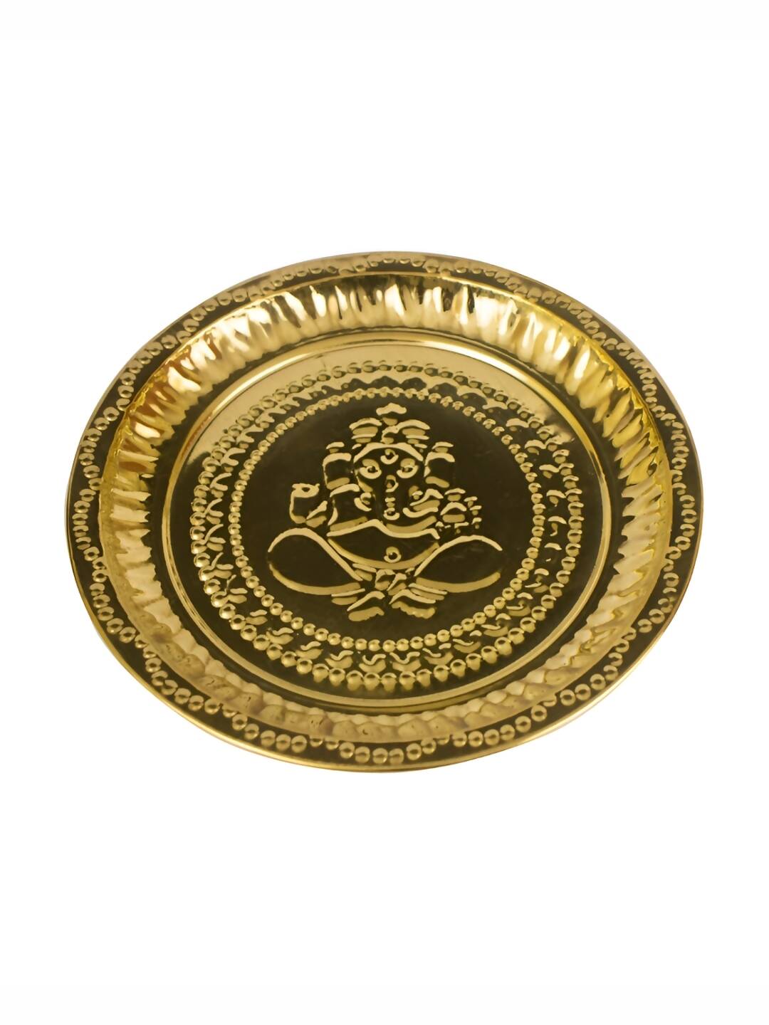 Spillbox Gold-Toned Brass Ganesha Thali Pooja Essential | Swadesiicart