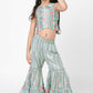 Lil Drama Golden Weaves Blue Crop Top With Palazzo Co-Ordinate Set - Swadesiicart