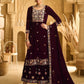 Anaita Maroon Embroidered Work Velvet Stitched Plazo Suit